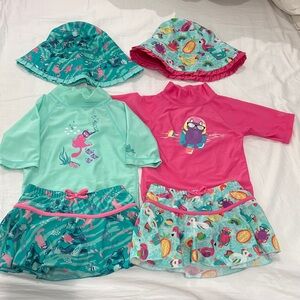 2 UV Skinz Sets size 3T w/ matching reversible hats